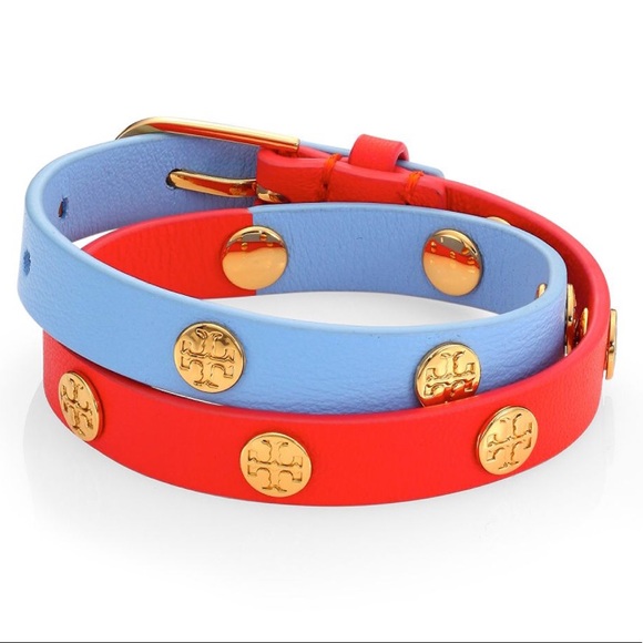 🎉 HP 🎉 🆕 Tory Burch Double Wrap Logo Stud Bracelet - Picture 3 of 7